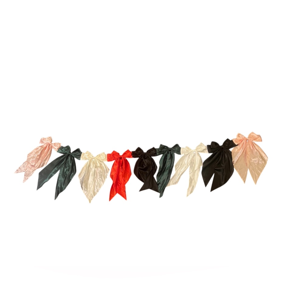 Christmas Holiday Bow Garland - 9 Bows - 62” in length multi-color